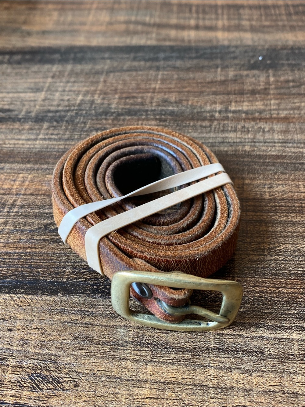 Vintage Skinny Leather Belt, 26”